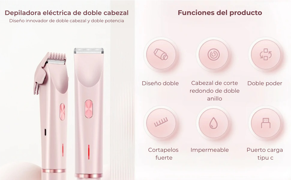 VelvetTech.Descubre nuestra Depiladora Eléctrica 2 en 1 para Mujer, la herramienta perfecta para mantener tu piel impecable